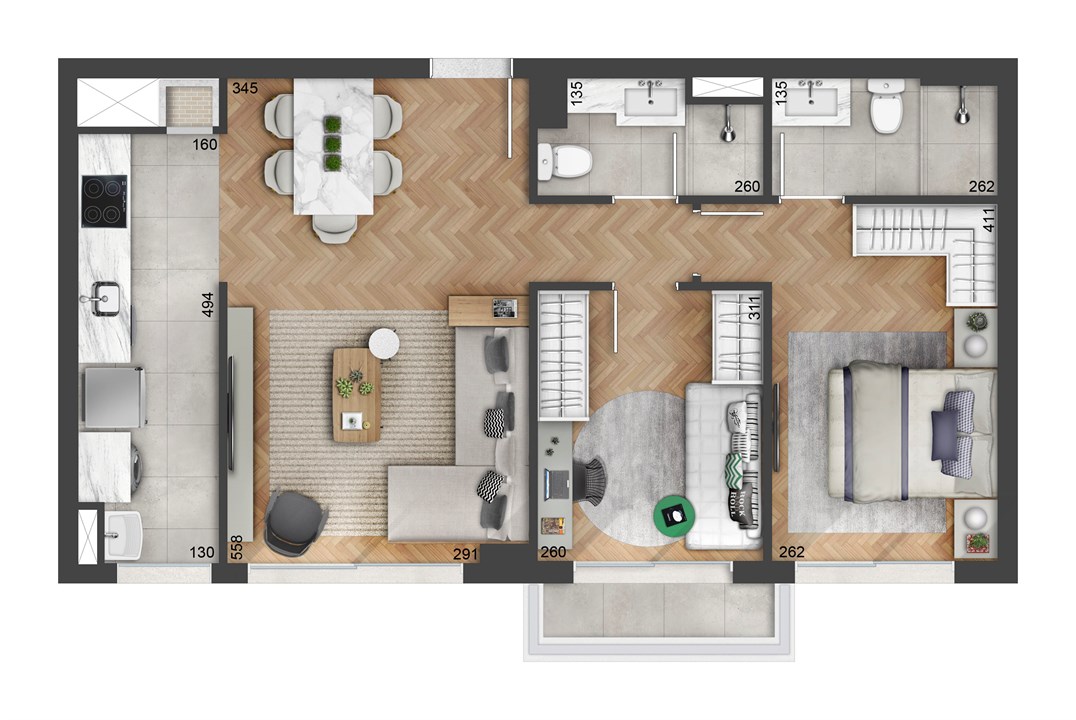 Planta de 67 m² | FLOAT RESIDENCES – Petrópolis - Porto Alegre - Rio Grande do Sul Planta de 67 m² | FLOAT RESIDENCES – Apartamento no Petrópolis - Porto Alegre - Rio Grande do Sul